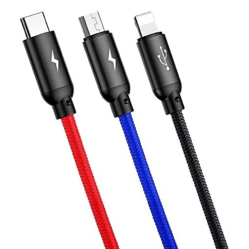 Εικόνα της Καλώδιο Baseus Three Primary Colors USB to 3in1 1.2m Black CAMLT-BSY01