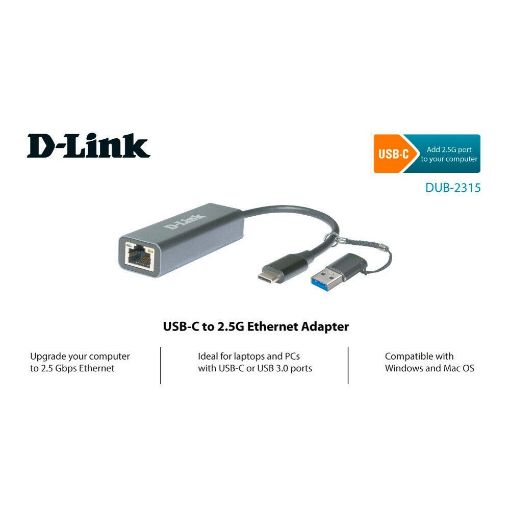 Εικόνα της Adapter D-Link USB/USB-C to 2.5G Ethernet DUB-2315