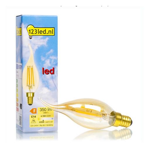 Εικόνα της Λάμπα LED 123LED E14 Deco Candle Filament Dimmable 2200K 350lm 4.1W Extra Warm White