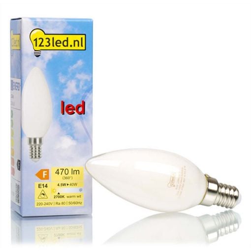 Εικόνα της Λάμπα LED 123LED E14 Candle Mat Filament Dimmable 2700K 470lm 4.5W Warm White