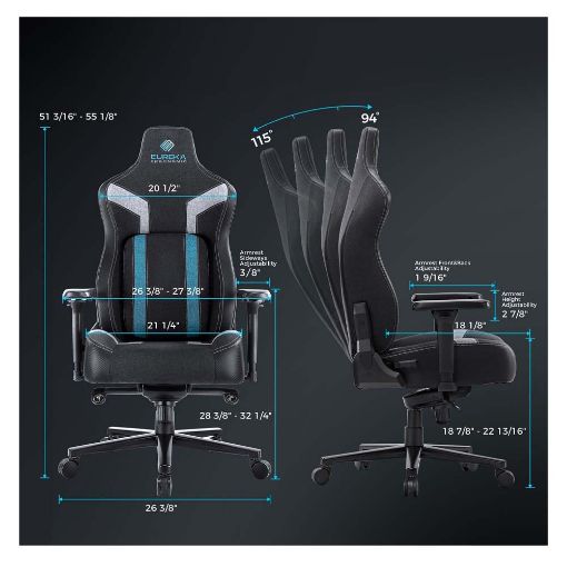 Εικόνα της Gaming Chair Eureka Ergonomic Python II Black/White/Blue ERK-GC08-BU