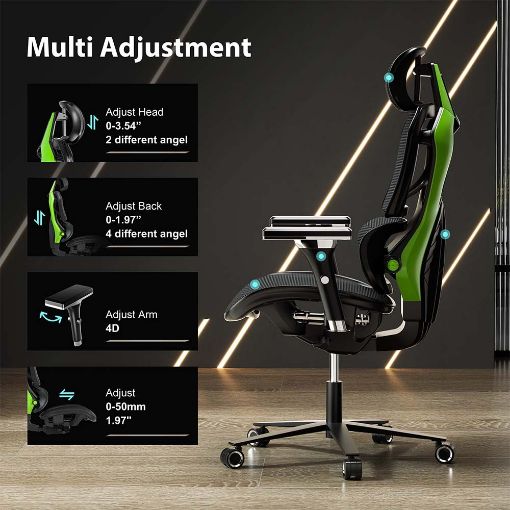 Εικόνα της Gaming Chair Eureka Ergonomic Typhon Hybrid Black/Green ERK-GC05-G