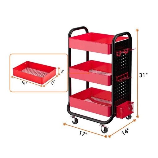 Εικόνα της Eureka Ergonomic Rolling Utility Cart Black/Red CP-JJ-CWC-002
