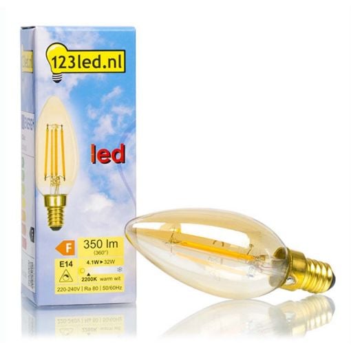 Εικόνα της Λάμπα LED 123LED E14 Candle Filament Dimmable 2200K 350lm 4.1W Extra Warm White