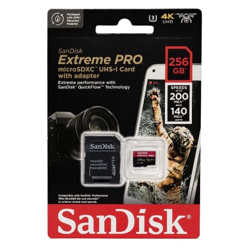 Εικόνα της Κάρτα Μνήμης MicroSDXC Sandisk Extreme Pro 256GB + SD Adapter SDSQXCD-256G-GN6MA