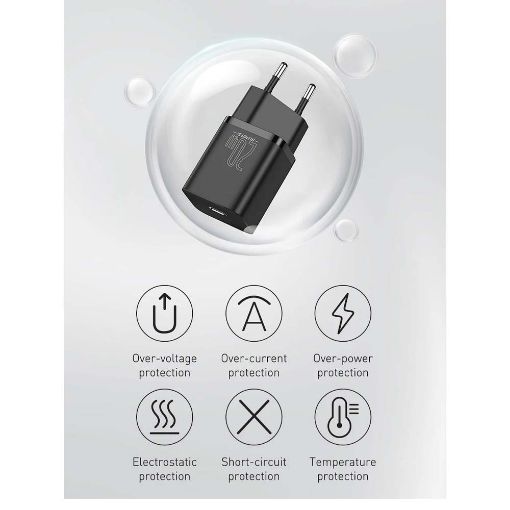 Εικόνα της Φορτιστής Baseus Super Si USB-C 1C 20W Black CCSUP-B01