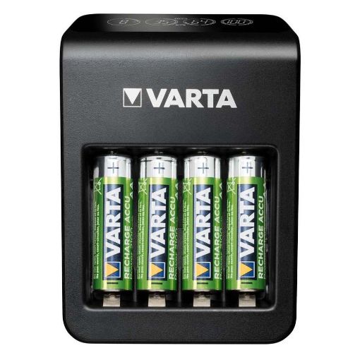 Εικόνα της Σετ Φορτιστής Μπαταριών Varta LCD Plug Charger+ Ni-MH & 4x Επαναφορτιζόμενες Μπαταρίες 2100 mAh AA Black 57687101441