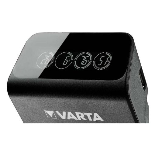 Εικόνα της Σετ Φορτιστής Μπαταριών Varta LCD Plug Charger+ Ni-MH & 4x Επαναφορτιζόμενες Μπαταρίες 2100 mAh AA Black 57687101441