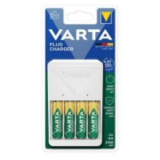 Εικόνα της Σετ Φορτιστής Μπαταριών Varta Plug Charger & 4x Επαναφορτιζόμενες Μπαταρίες 2100 mAh AA White 57657101451
