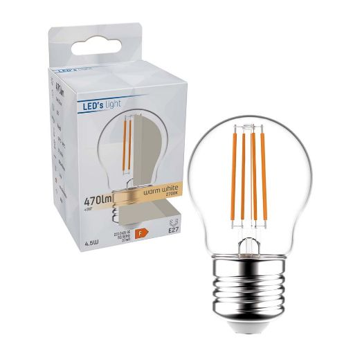 Εικόνα της Λάμπα LED 123LED E27 P45 Filament 2700K 470lm 4.5W Warm White