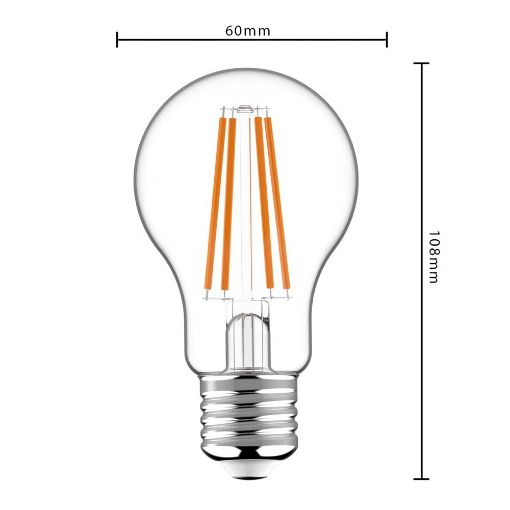 Εικόνα της Λάμπα LED 123LED E27 A60 Filament 2700K 806lm 7W Warm White