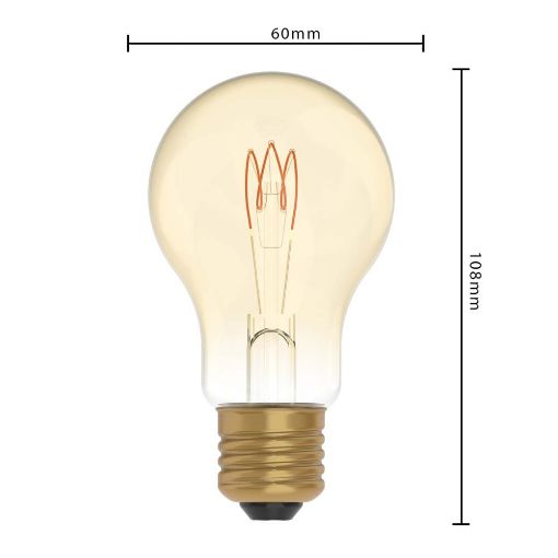 Εικόνα της Λάμπα LED 123LED E27 A60 Spiral Filament Dimmable 1800K 136lm 2.5W Extra Warm White Gold