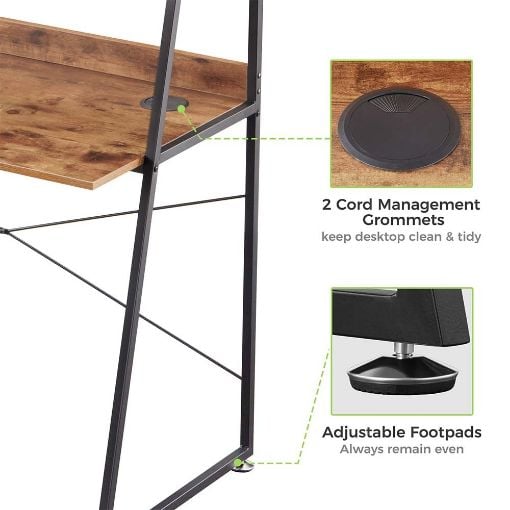 Εικόνα της Eureka Ergonomic Μεταλλικό Γραφείο με 1 Ράφι 120 x 57.7 x 130 cm Καφέ ERK-CD-48VP