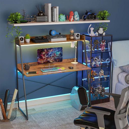Εικόνα της Eureka Ergonomic Μεταλλικό Γραφείο με 1 Ράφι 120 x 57.7 x 130 cm Καφέ ERK-CD-48VP