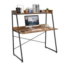 Εικόνα της Eureka Ergonomic Μεταλλικό Γραφείο με 1 Ράφι 120 x 57.7 x 130 cm Καφέ ERK-CD-48VP
