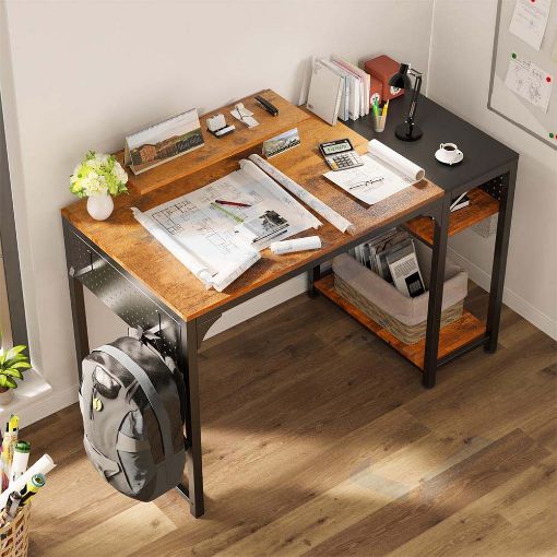 Εικόνα της Eureka Ergonomic Μεταλλικό Γραφείο Υπολογιστή 120 x 60 x 76.2 cm Καφέ/Μαύρο ZX-SS120B-RBB