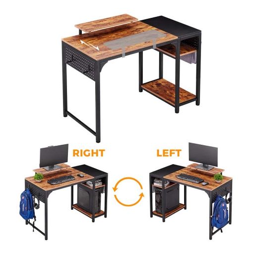 Εικόνα της Eureka Ergonomic Μεταλλικό Γραφείο Υπολογιστή 120 x 60 x 76.2 cm Καφέ/Μαύρο ZX-SS120B-RBB