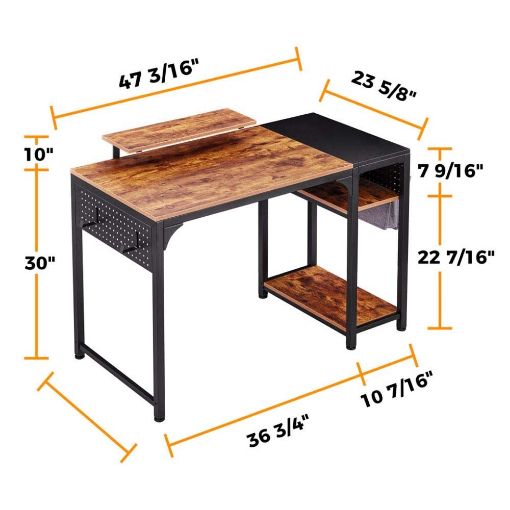 Εικόνα της Eureka Ergonomic Μεταλλικό Γραφείο Υπολογιστή 120 x 60 x 76.2 cm Καφέ/Μαύρο ZX-SS120B-RBB