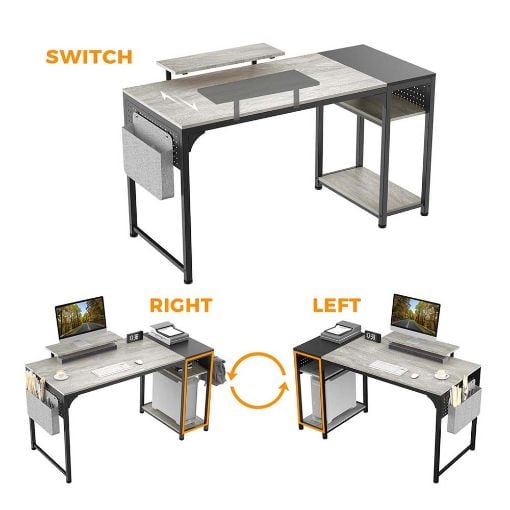 Εικόνα της Eureka Ergonomic Μεταλλικό Γραφείο Υπολογιστή 140 x 60 x 76.2 cm Γκρι/Μαύρο ZX-SS140B-OGB