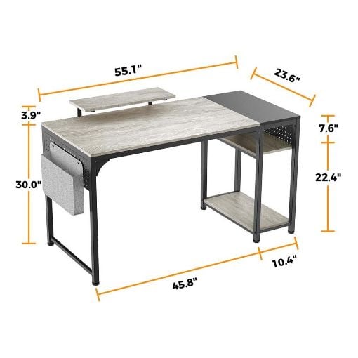 Εικόνα της Eureka Ergonomic Μεταλλικό Γραφείο Υπολογιστή 140 x 60 x 76.2 cm Γκρι/Μαύρο ZX-SS140B-OGB