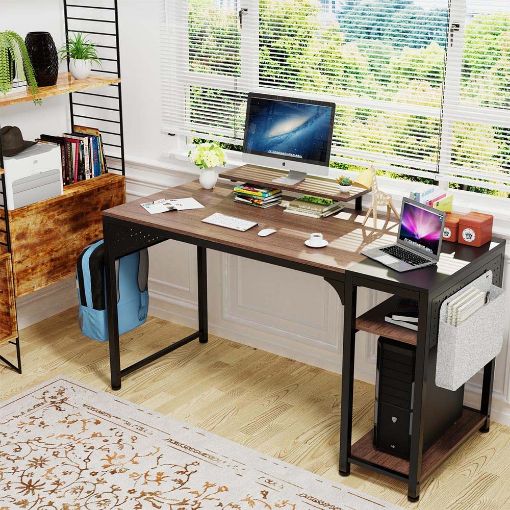 Εικόνα της Eureka Ergonomic Μεταλλικό Γραφείο Υπολογιστή 140 x 60 x 76.2 cm Σκούρο Καφέ/Μαύρο ZX-SS140B-RWB