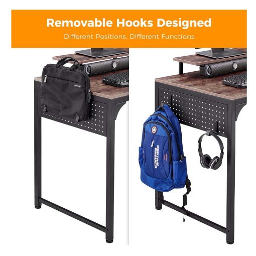 Εικόνα της Eureka Ergonomic Μεταλλικό Γραφείο Υπολογιστή 140 x 60 x 76.2 cm Σκούρο Καφέ/Μαύρο ZX-SS140B-RWB