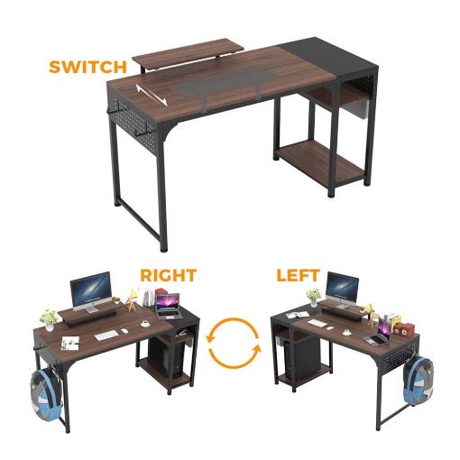Εικόνα της Eureka Ergonomic Μεταλλικό Γραφείο Υπολογιστή 140 x 60 x 76.2 cm Σκούρο Καφέ/Μαύρο ZX-SS140B-RWB