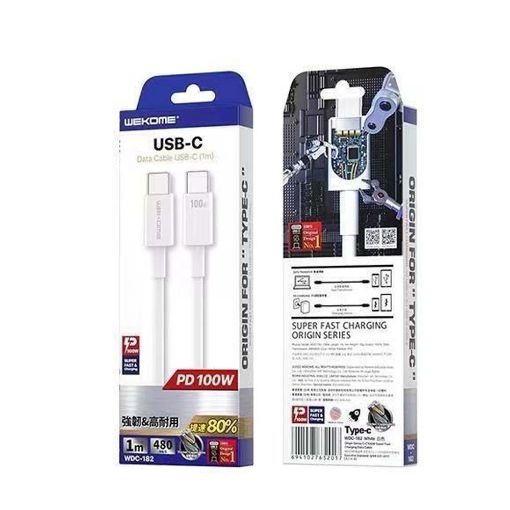 Εικόνα της Καλώδιο WK Origin Type-C to Type-C 1m White WDC-182