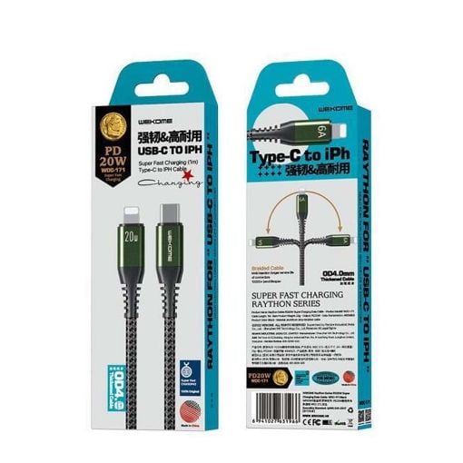 Εικόνα της Καλώδιο WK Raython Type-C to Lightning Black 1m WDC-171