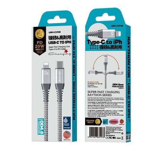 Εικόνα της Καλώδιο WK Raython Type-C to Lightning Silver 1m WDC-171