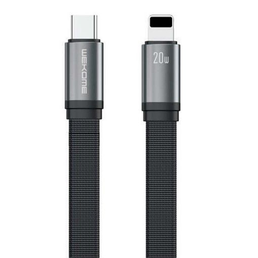 Εικόνα της Καλώδιο WK King Flat Braided Type-C to Lightning 1.5m Black WDC-155