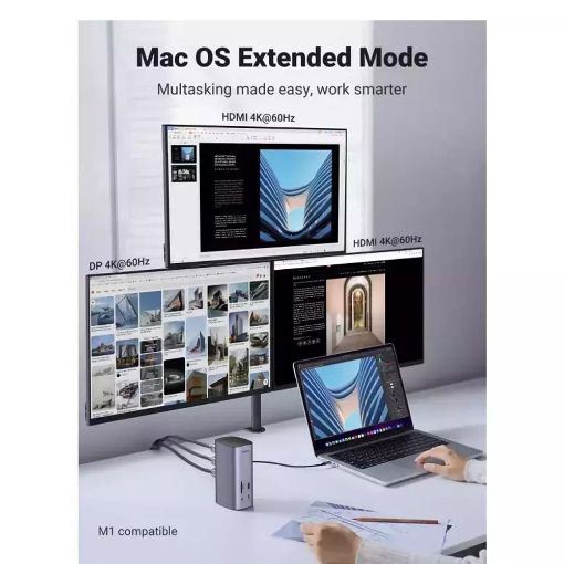 Εικόνα της Docking Station Ugreen CM555 12in1 Type-C Silver 90325