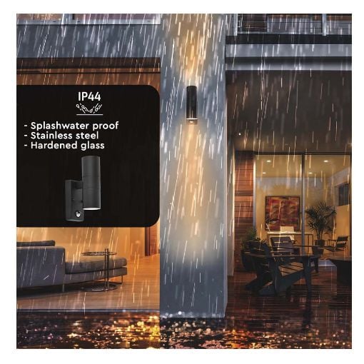 Εικόνα της Επιτοίχιο Φωτιστικό Up & Down 123LED Calabar 2xGU10 Sensor IP44 Black
