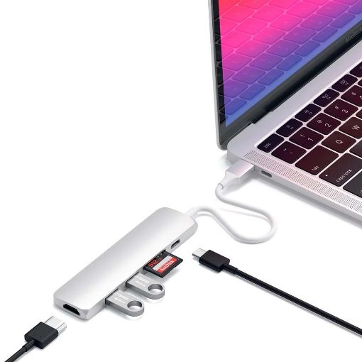 Εικόνα της Satechi Type-C Slim Multiport Adapter v2 Silver ST-SCMA2S