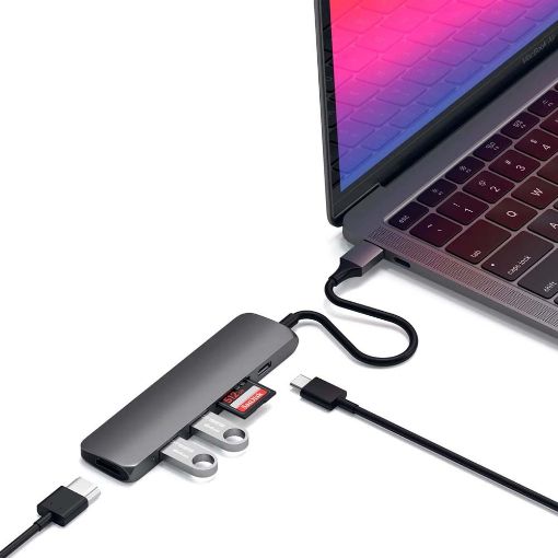 Εικόνα της Satechi Type-C Slim Multiport Adapter v2 Space Gray ST-SCMA2M