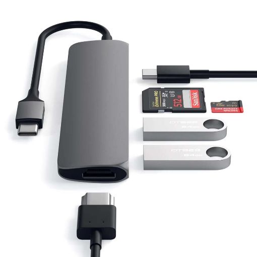Εικόνα της Satechi Type-C Slim Multiport Adapter v2 Space Gray ST-SCMA2M