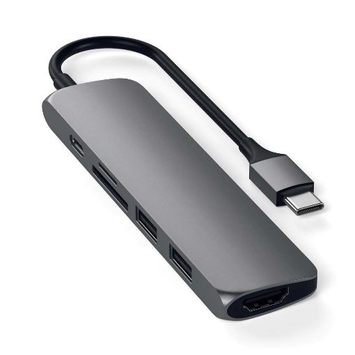 Εικόνα της Satechi Type-C Slim Multiport Adapter v2 Space Gray ST-SCMA2M