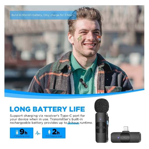Εικόνα της Boya BY-V1 Wireless Lavalier Microphone Lightning Black