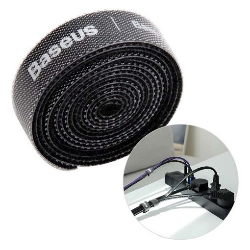Εικόνα της Baseus Rainbow Circle Velcro Strap 1m Black ACMGT-E01