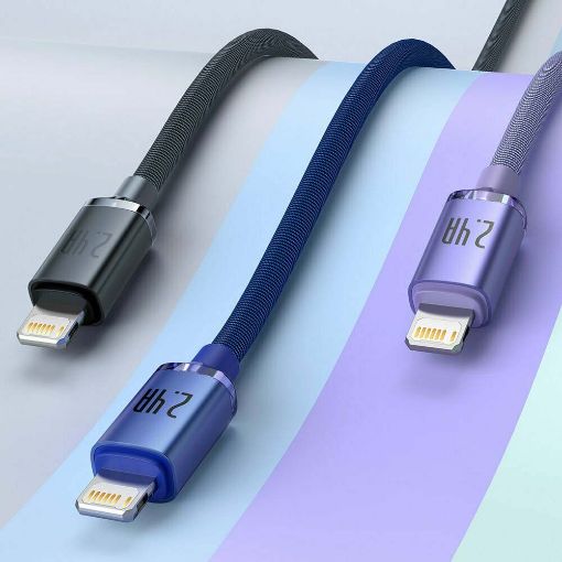 Εικόνα της Καλώδιο Baseus Crystal Shine USB-A to Lightning Braided 1.2m Blue CAJY000003