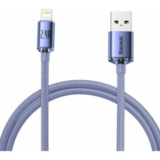 Εικόνα της Καλώδιο Baseus Crystal Shine USB-A to Lightning Braided 1.2m Purple CAJY000005