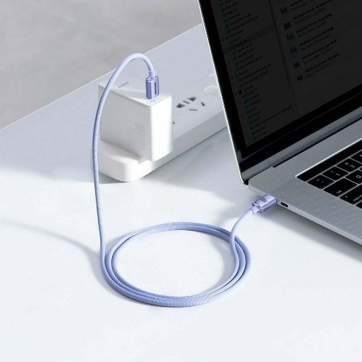Εικόνα της Καλώδιο Baseus Crystal Shine USB-C to USB-C Braided 100W 1.2m Purple CAJY000605