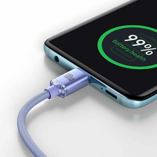 Εικόνα της Καλώδιο Baseus Crystal Shine USB-C to USB-C Braided 100W 1.2m Purple CAJY000605