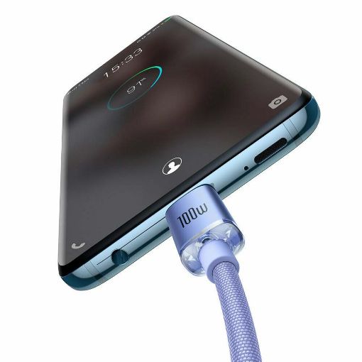 Εικόνα της Καλώδιο Baseus Crystal Shine USB-C to USB-C Braided 100W 1.2m Purple CAJY000605