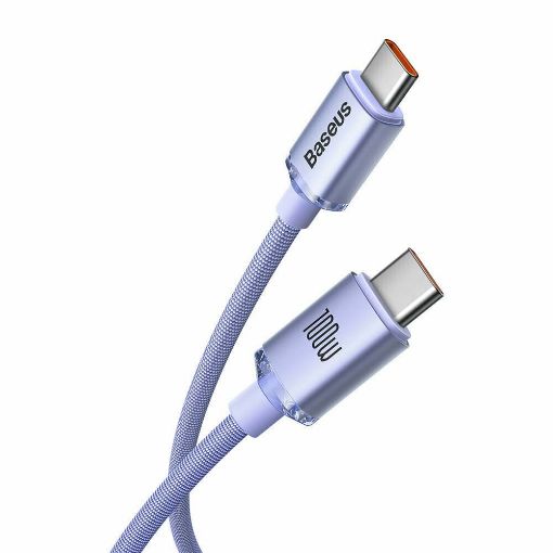 Εικόνα της Καλώδιο Baseus Crystal Shine USB-C to USB-C Braided 100W 1.2m Purple CAJY000605