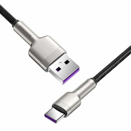Εικόνα της Καλώδιο Baseus Cafule USB-A to USB-C Braided 66W 2m Black/Silver CAKF000201