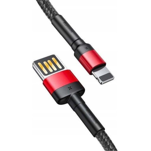 Εικόνα της Καλώδιο Baseus Cafule Double-Sided USB-A to Lightning Braided 2.4A 1m Black/Red CALKLF-G91