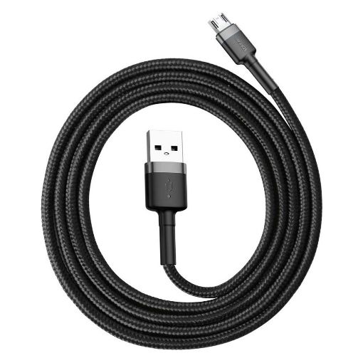 Εικόνα της Καλώδιο Baseus Cafule USB-A to Micro USB Braided 2.4A 0.5m Black/Grey CAMKLF-AG1
