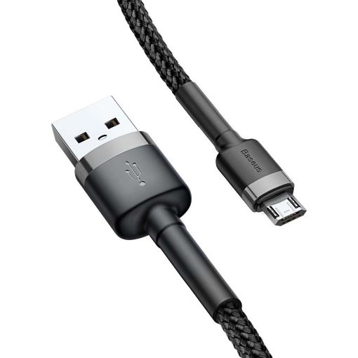 Εικόνα της Καλώδιο Baseus Cafule USB-A to Micro USB Braided 2.4A 0.5m Black/Grey CAMKLF-AG1