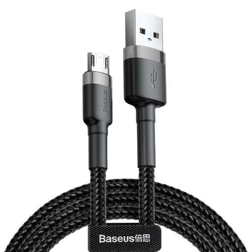 Εικόνα της Καλώδιο Baseus Cafule USB-A to Micro USB Braided 2.4A 0.5m Black/Grey CAMKLF-AG1